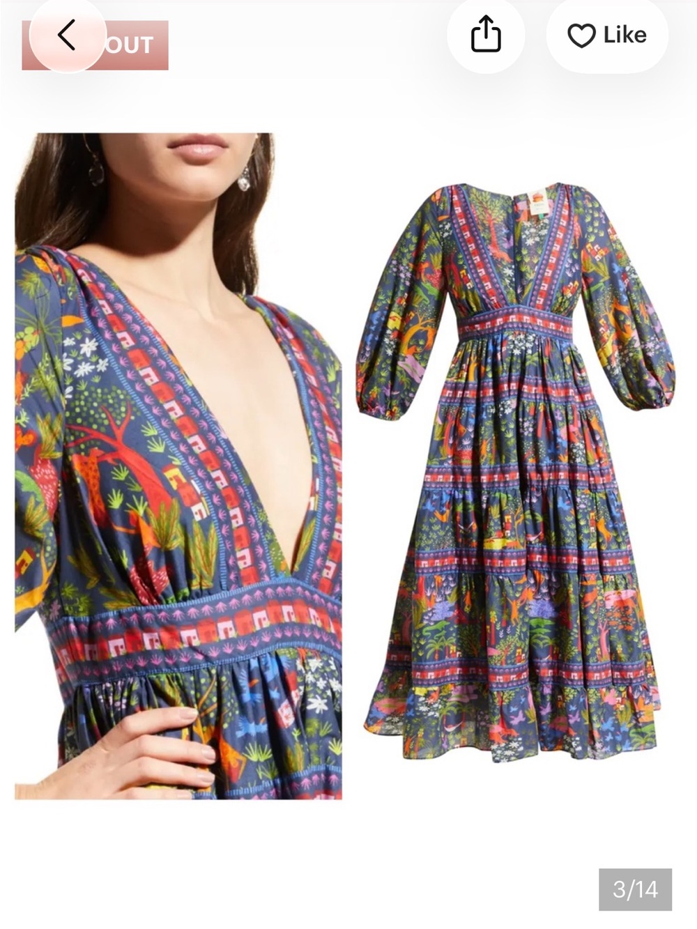 Desigual Multicolor V‑Neck Printed Midi Dress